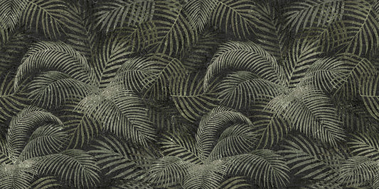 Green Rustic Tropical Palms Wallpaper Mural