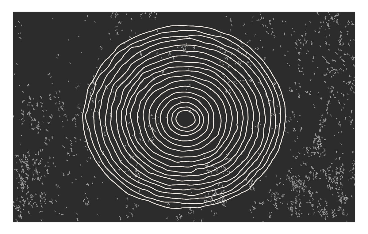 Black & White Concentric Circles Wallpaper Mural in your room — zoomed