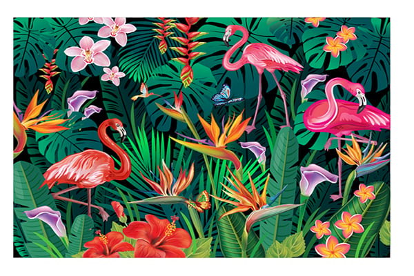 Fancy Flamingos Wallpaper Mural in your room