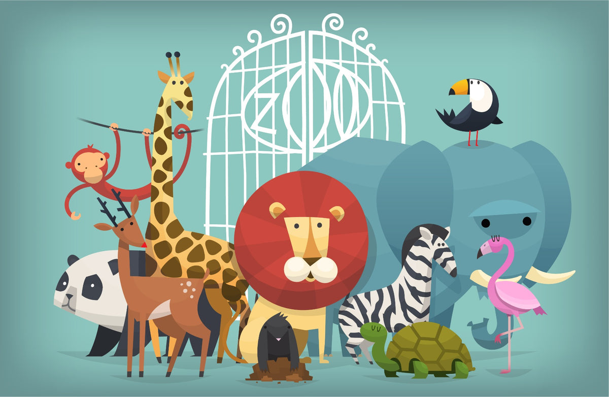 Zoo Animals Wallpaper Mural in your room