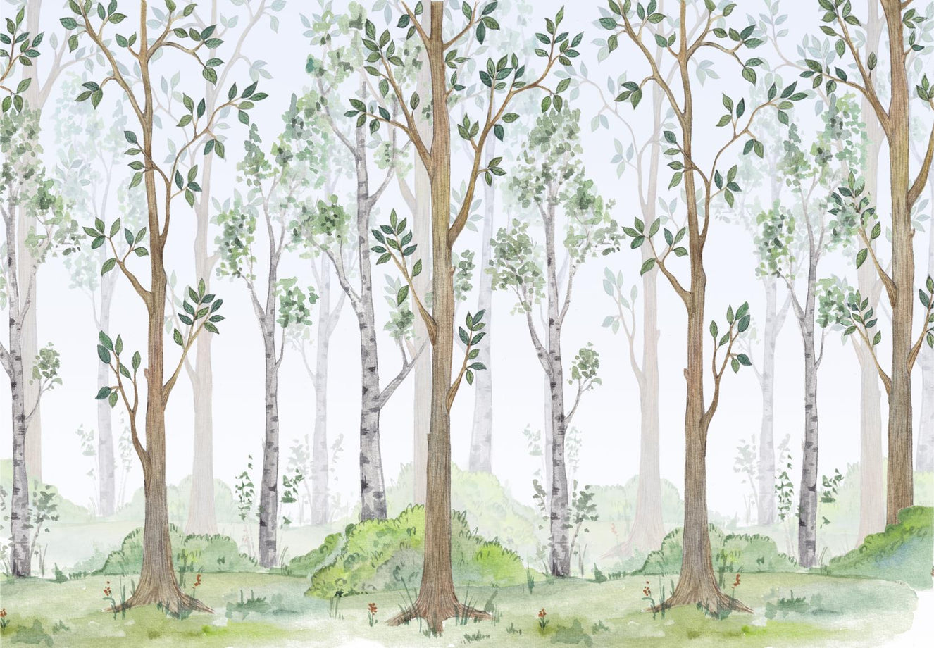 Forest Green Watercolor Wallpaper Mural