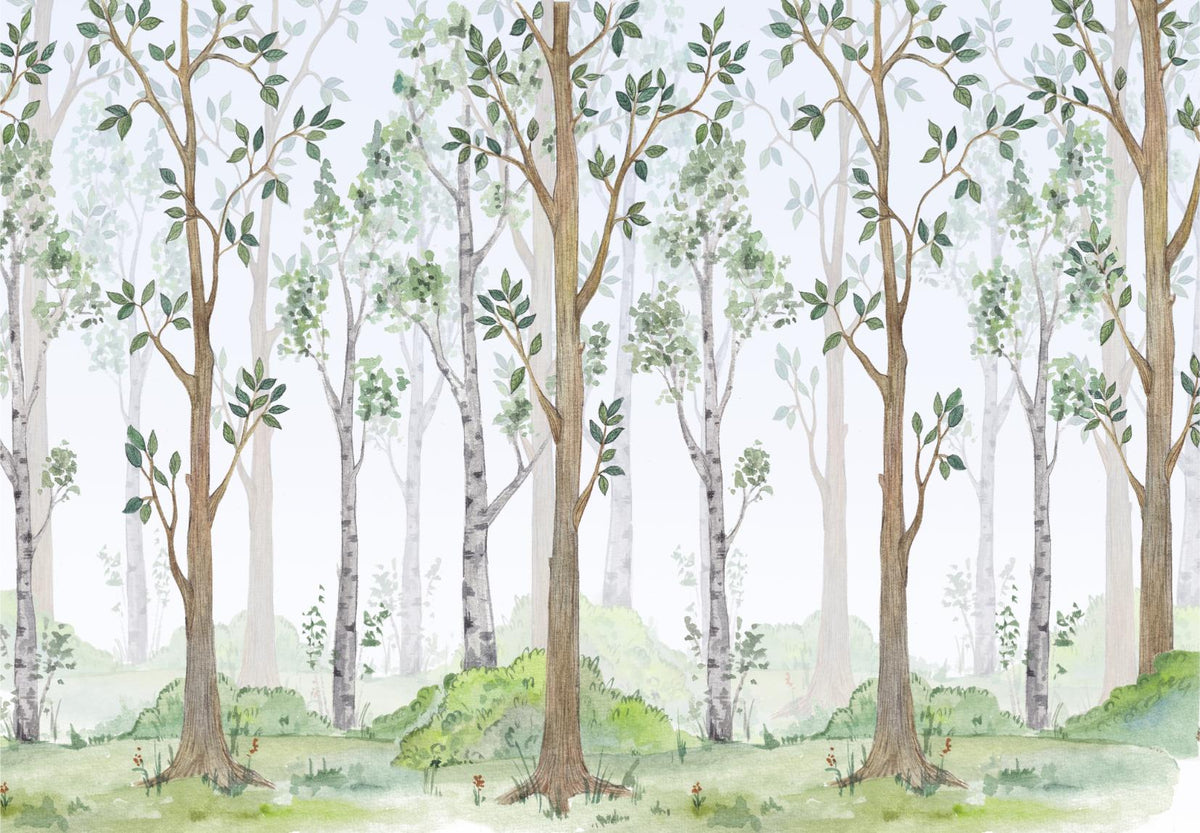 Forest Green Watercolor Wallpaper Mural in your room