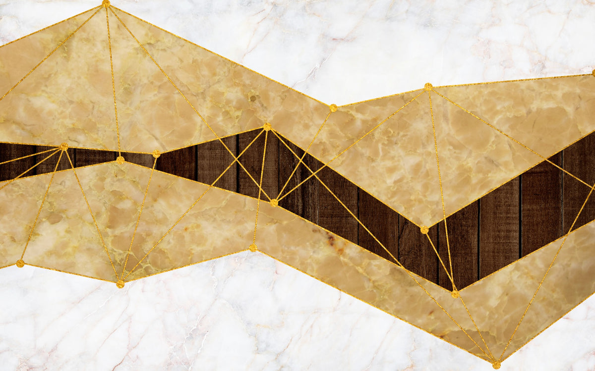 Gold Marble & Wood Wallpaper Mural in your room