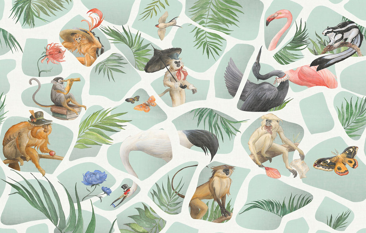 Watercolor Monkey wallpaper Mural in your room