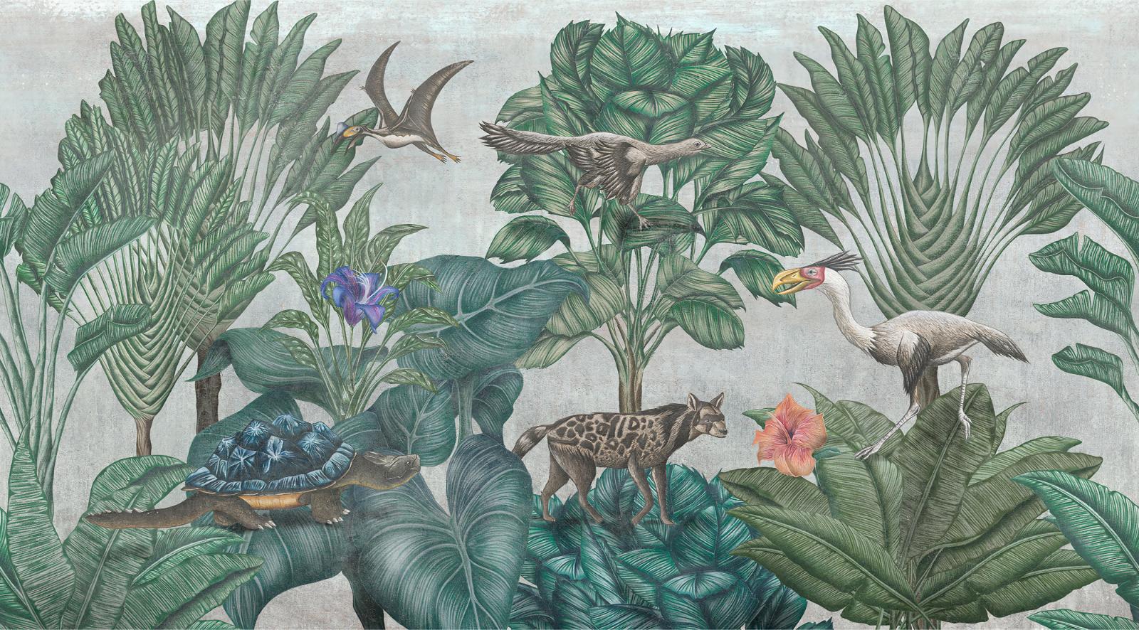 Artistic Painted Wildlife Forest Wallpaper Mural