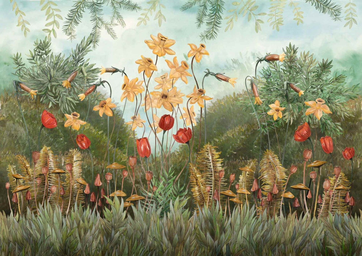 Watercolor forest Flower & Plants Wallpaper Mural