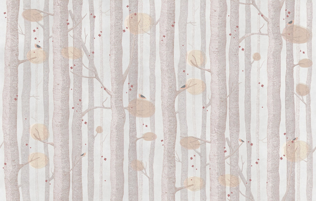 Cream Color Tree Wallpaper Mural in your room