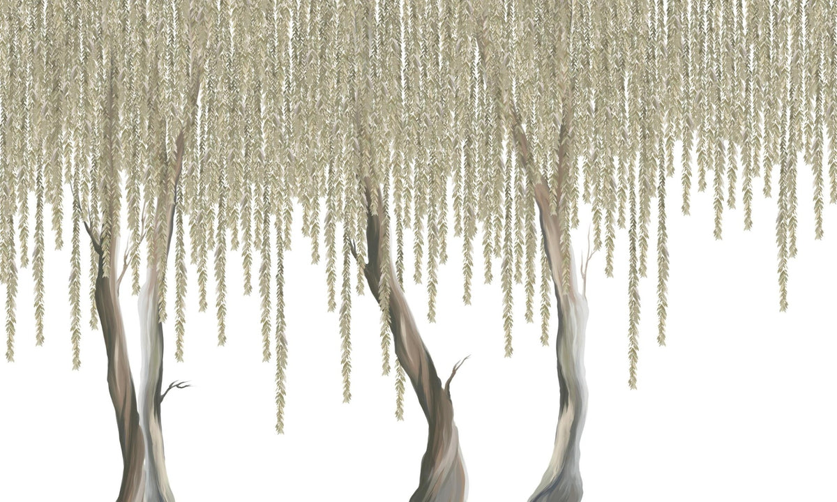 Hanging Flowers Tree Wallpaper Mural in your room — zoomed
