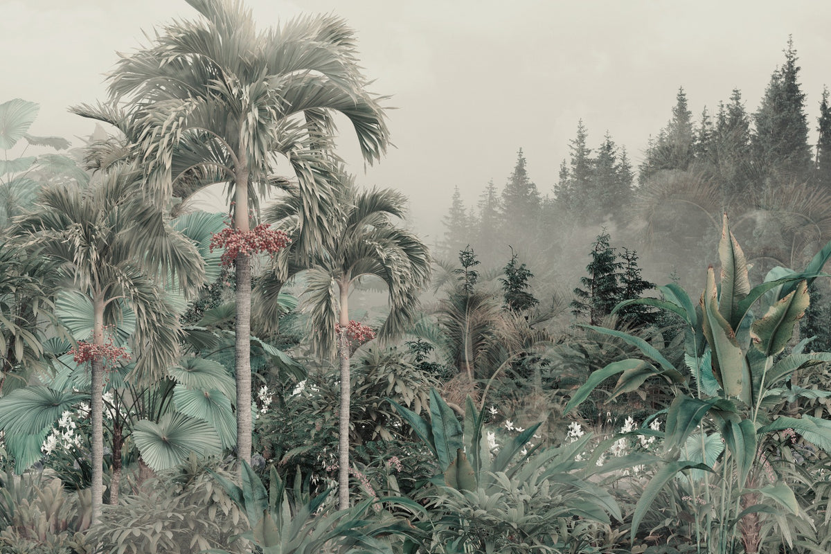 Lushly Green Jungle Trees Wallpaper Wall Mural in your room