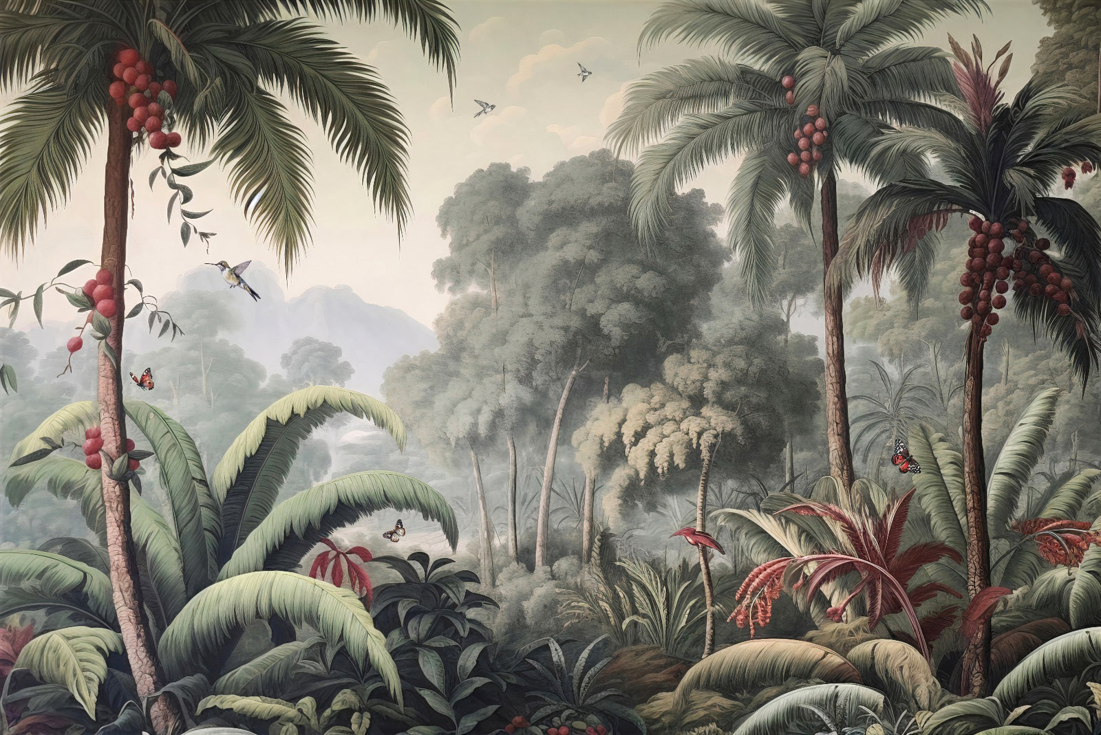 Dense Rain Forest Trees Wallpaper Mural in your room
