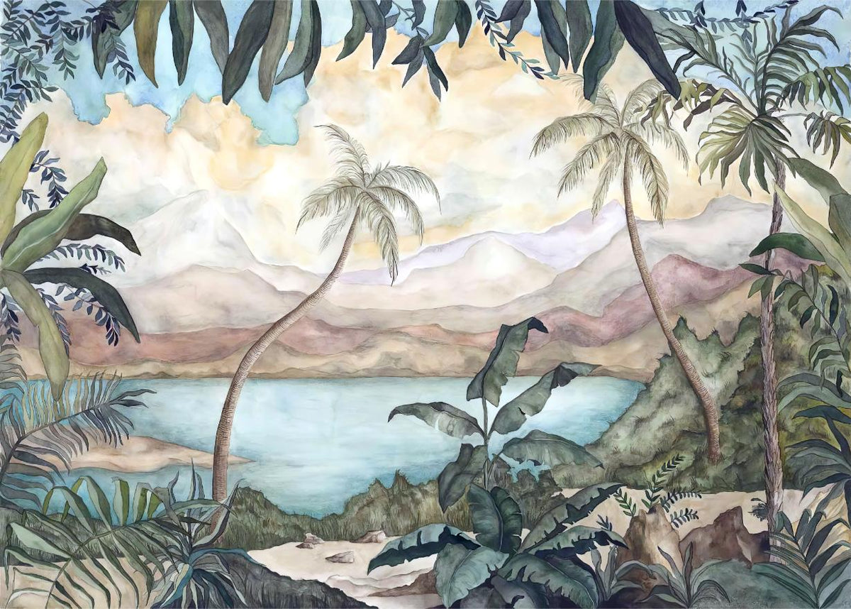 Green Pond Vegetation Tropical Wallpaper Mural in your room — zoomed