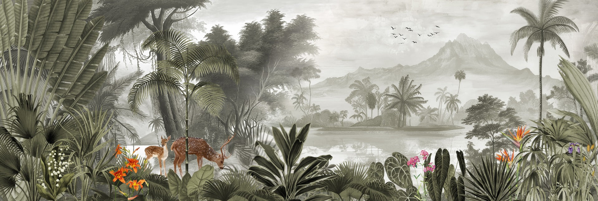 Mughal Kingdom Royal Jungle Wallpaper Murals in your room — zoomed