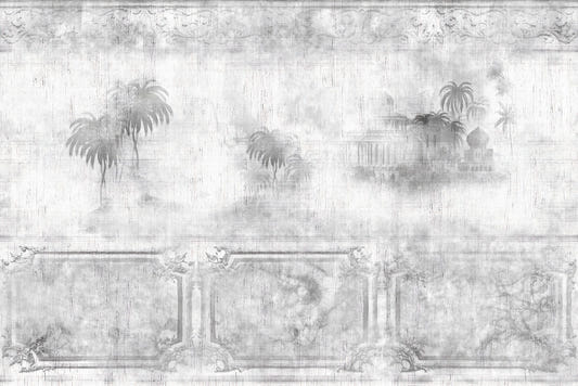Gray Retro Foggy Trees wallpaper