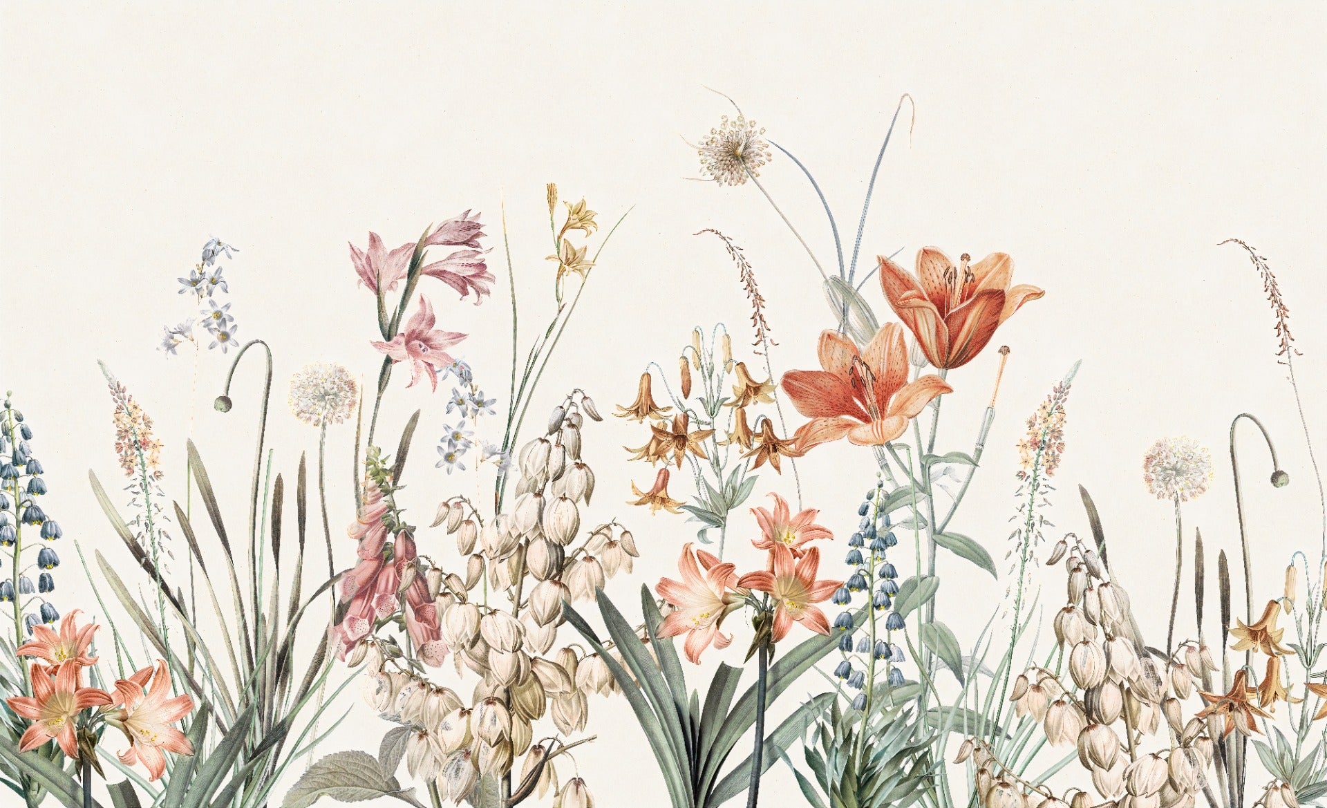 Floral Hand Painted Wallpaper Murals in your room — zoomed
