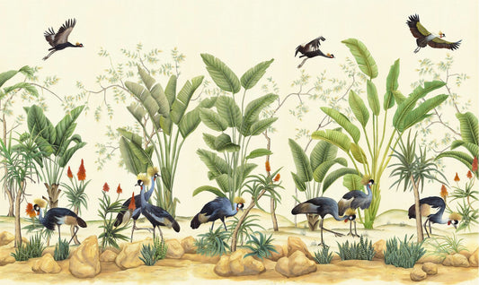 Tropical Grey Crane Wallpaper Murals