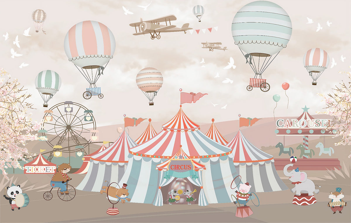 Pink Circus Kids Room Wallpaper Murals