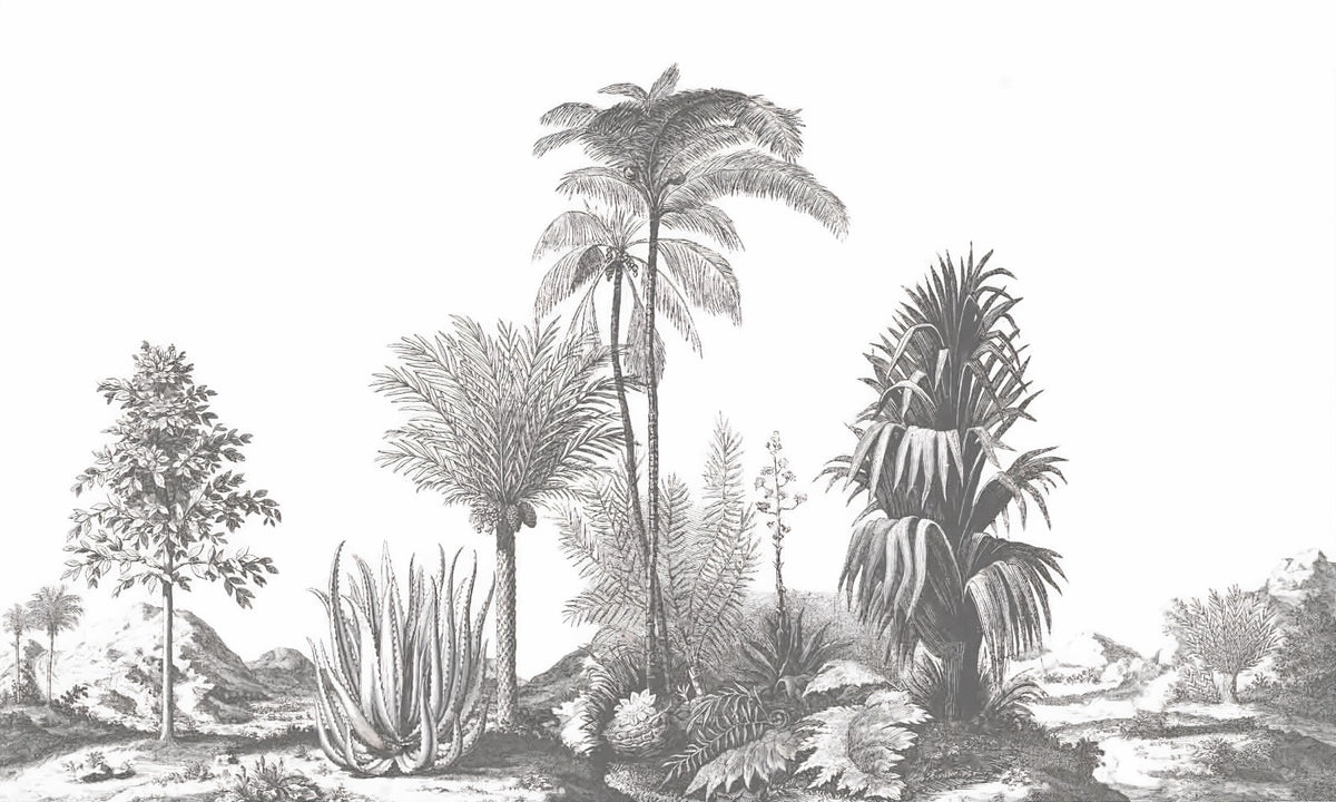 Gray Tone Tropical Serene Wallpaper Murals in your room