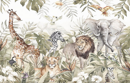 Watercolor Animal Kingdom Forest Wallpaper Murals