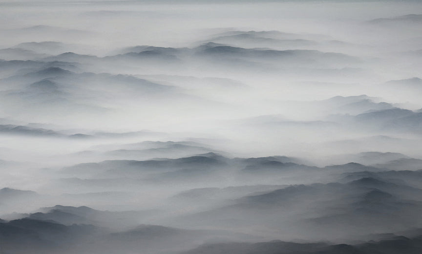 Foggy Mountains & Hills Wallpaper Mural in your room — zoomed