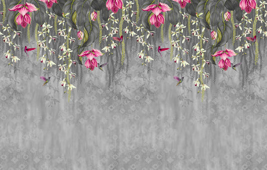 Pink Blooming Flowers Design Wallpaper