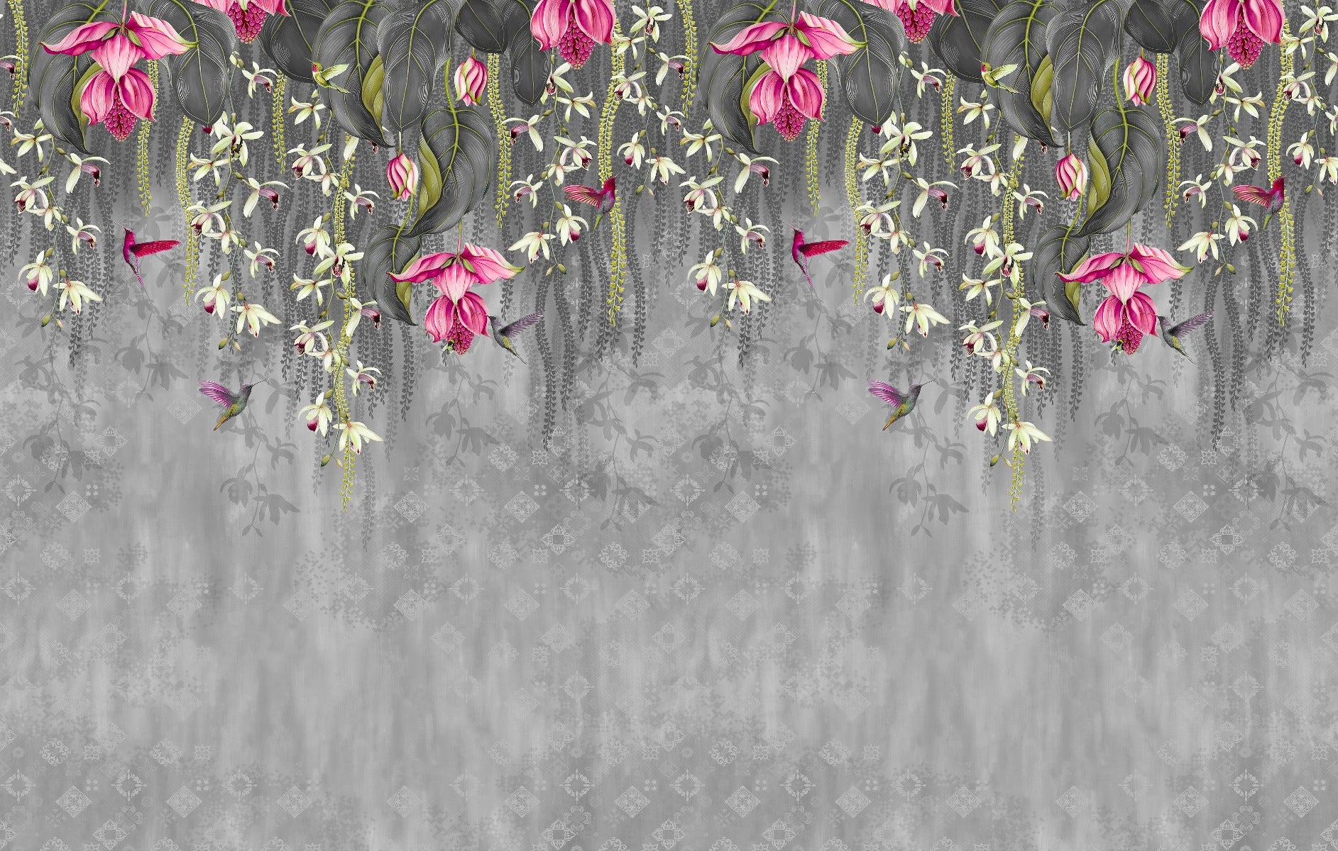 Pink Blooming Flowers Design Wallpaper