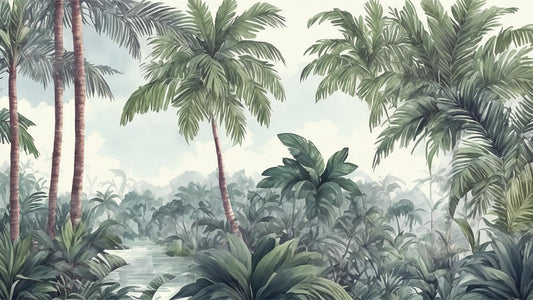 Watercolor Green trees Wallpaper Murals