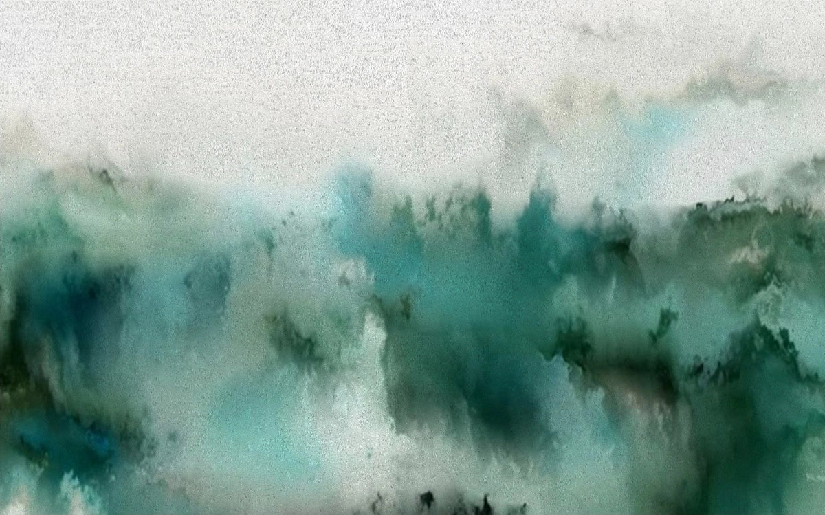 Turquoise Watercolor Wallpaper Mural in your room — zoomed