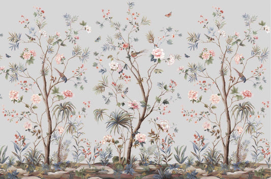 Chinoeserie Floral design Wallpaper Mural