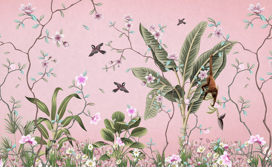 Pink Floral Peel and Stick Wallpaper