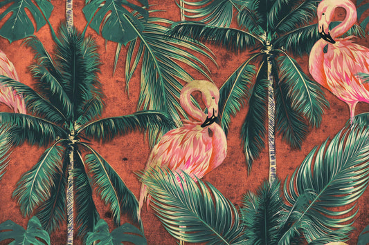 Coral Flamingo Wallpaper Mural