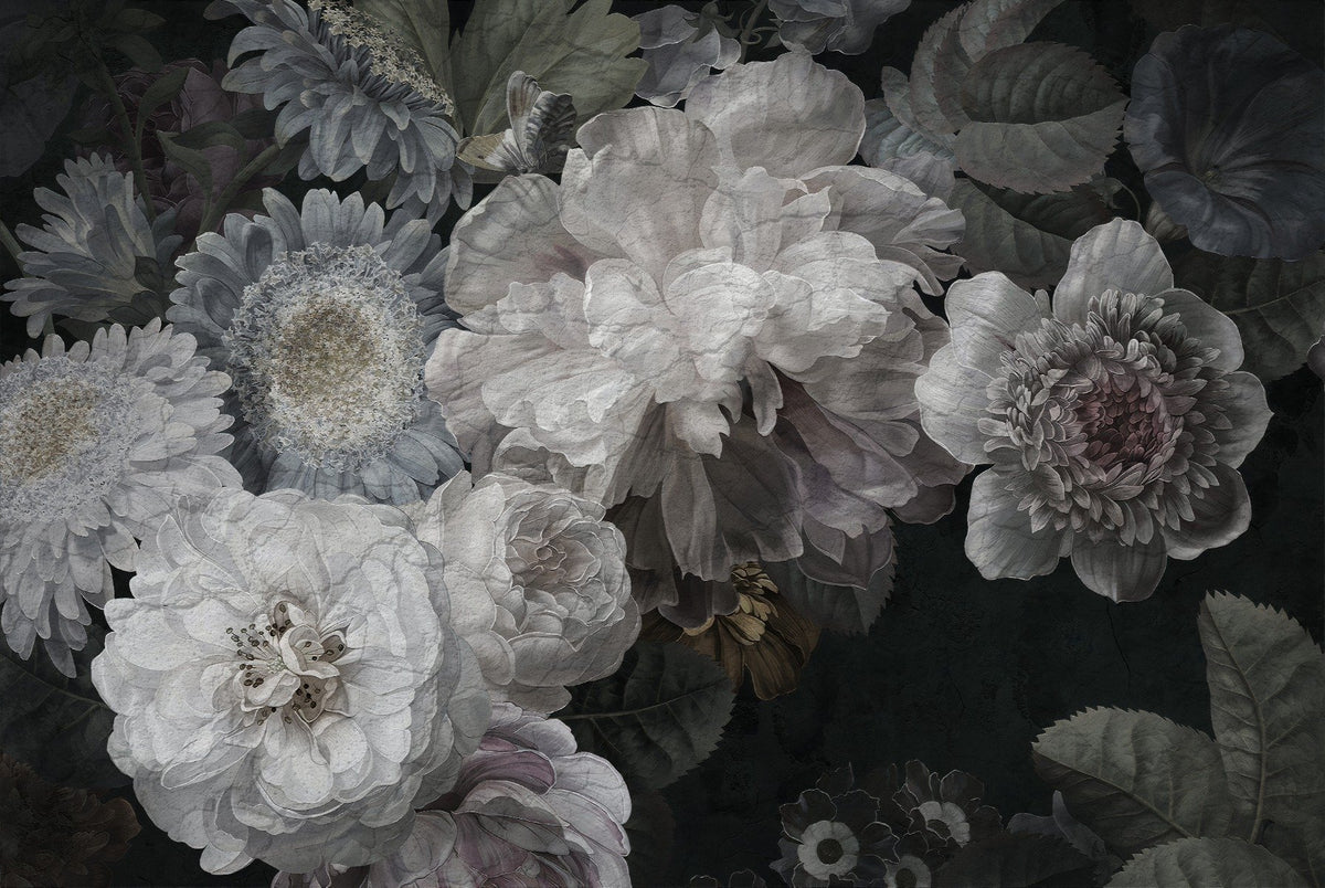 White Color Wild Flowers Wallpaper Murals in your room