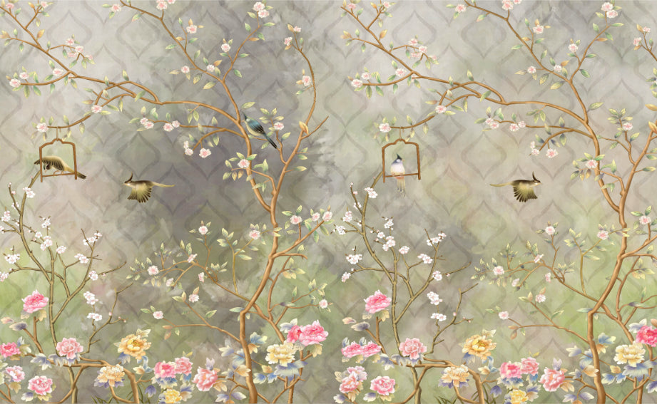 Vintage Blooming Garden Wall Mural in your room