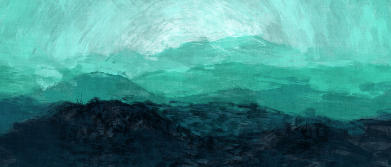 Sea Green Watercolor Mountain Ranges Wallpaper Murals