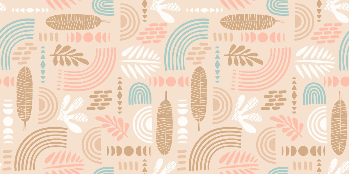 Beige Color Abstract Tropical Leaf Wallpaper