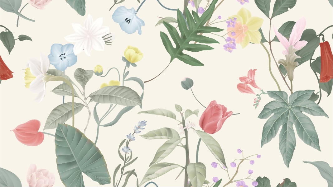 Vintage wildflowers wallpaper mural