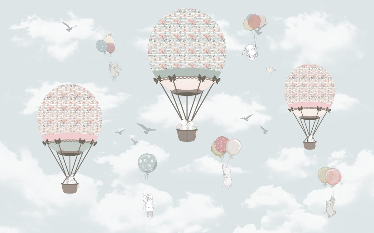 Animated Animals Sky Wallpaper Mural in your room — zoomed