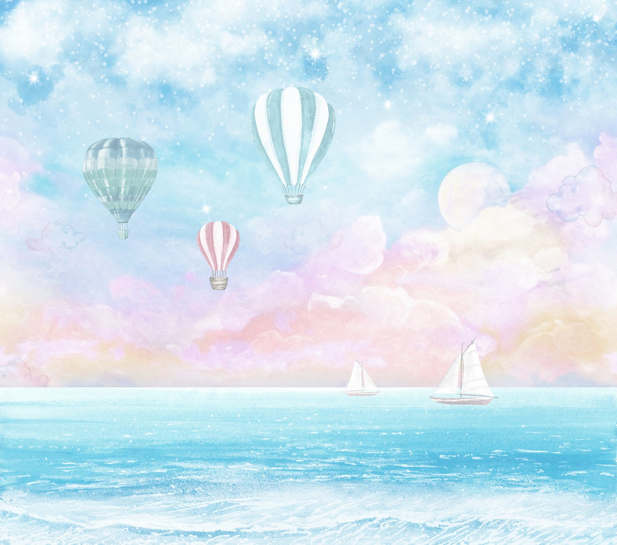 Candy Clouds wallpaper mural in your room — zoomed