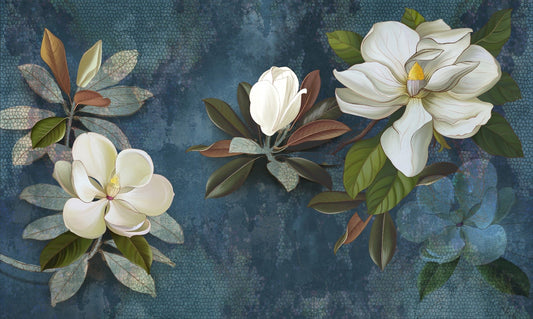 Blue Magnolia Flower Wallpaper Mural