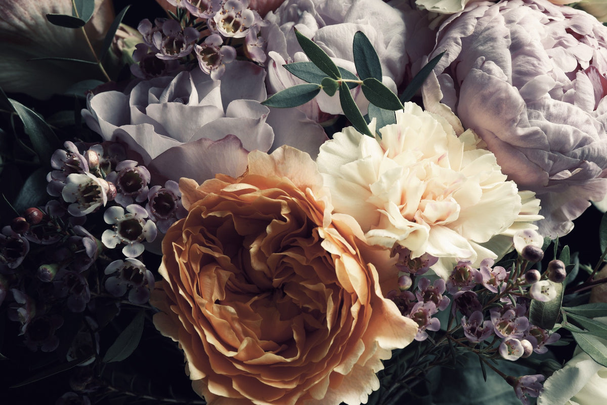 Dark Large Sized floral wallpaper mural in your room — zoomed