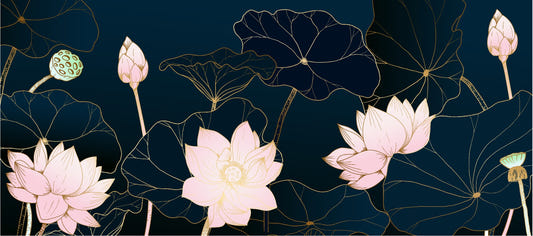 Golden Lotus Wallpaper Mural