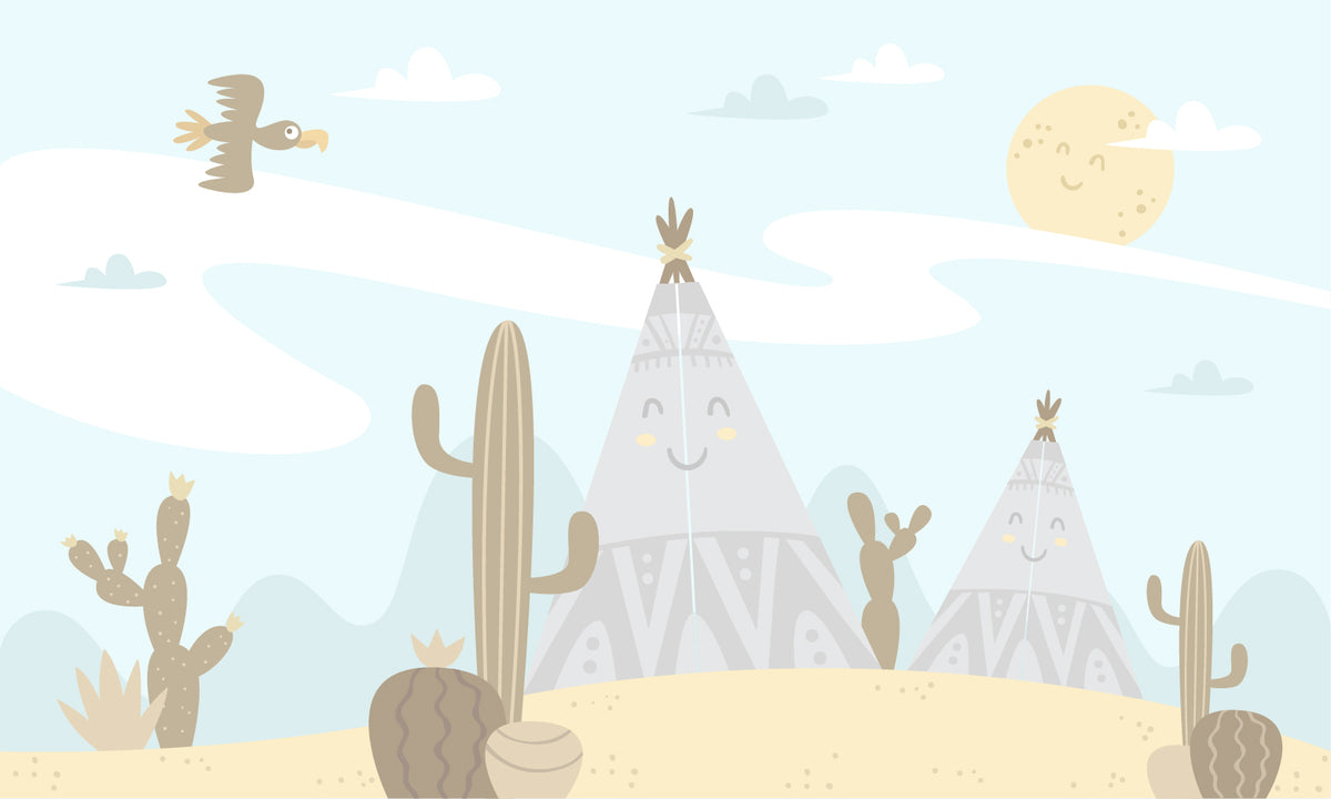 Tips Desert Cartoon Mountain Nursery Wallpaper in your room — zoomed