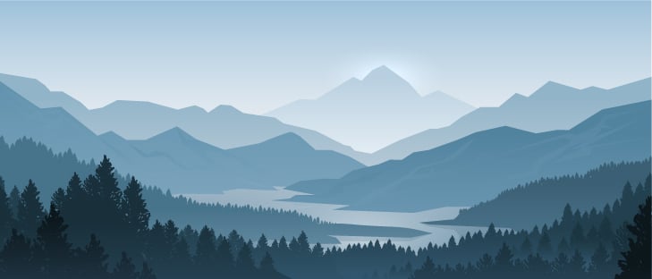 Blue Color Foggy Forest Mountain Wallpaper Murals in your room — zoomed