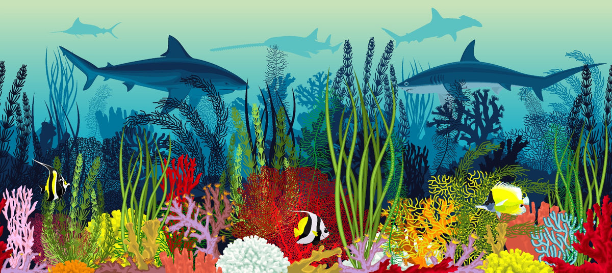 Underwater Ocean Scene Wallpaper Mural in your room
