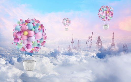 Colorful Fire Balloons Textured Wallpaper Mural