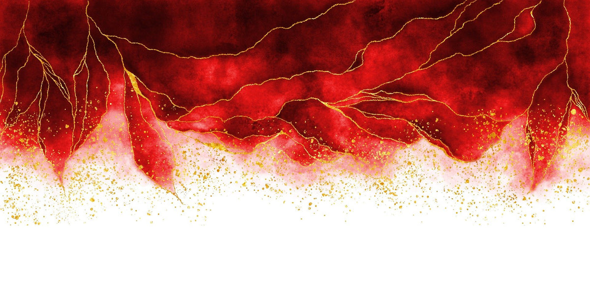 Watercolor Hanging Red Spilled & Brushed Wallpaper Mural in your room