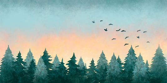Watercolor Green Tree Forest Wallpaper
