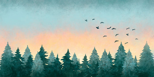 Watercolor Green Tree Forest Wallpaper