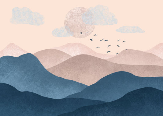 Landscape Blue Pink Mountain Wallpaper