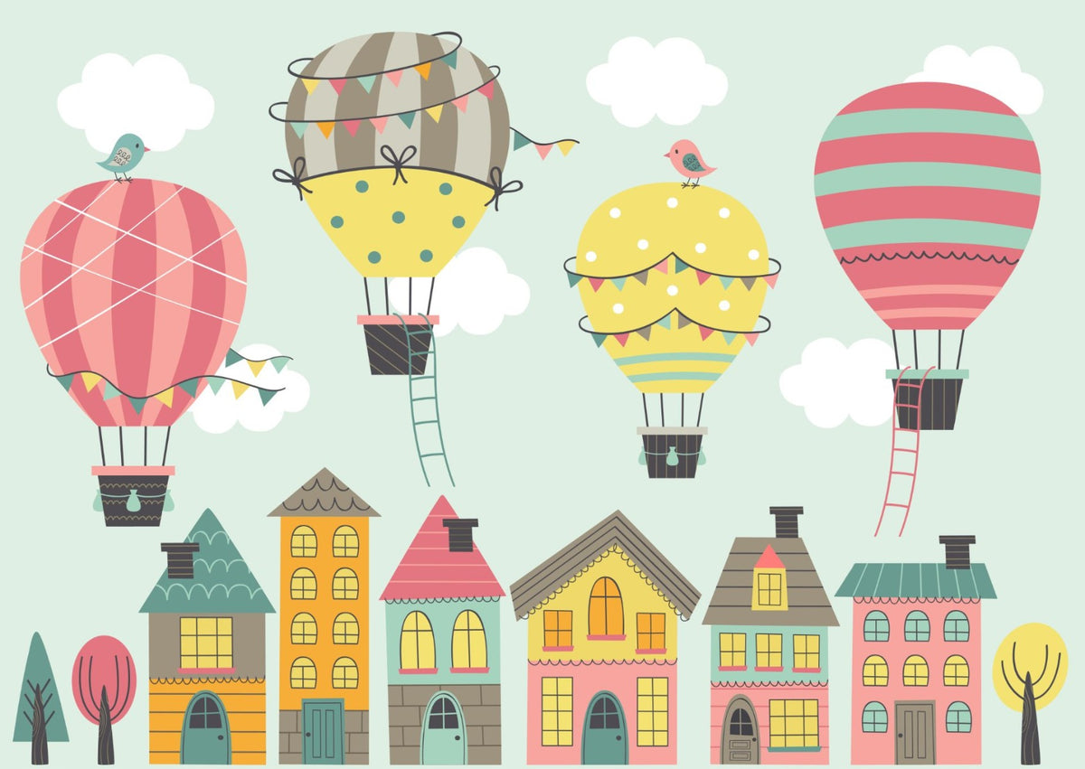 Hot Air Balloons Nursery wallpaper in your room — zoomed