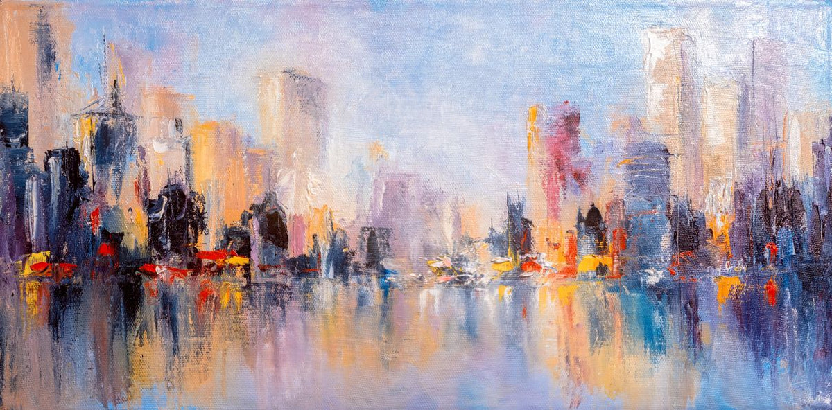 City Skyline Oil Paint Wallpaper in your room